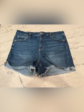 American Eagle Super High Rise Shortie Denim Shorts Size 16 Next Level Stretch